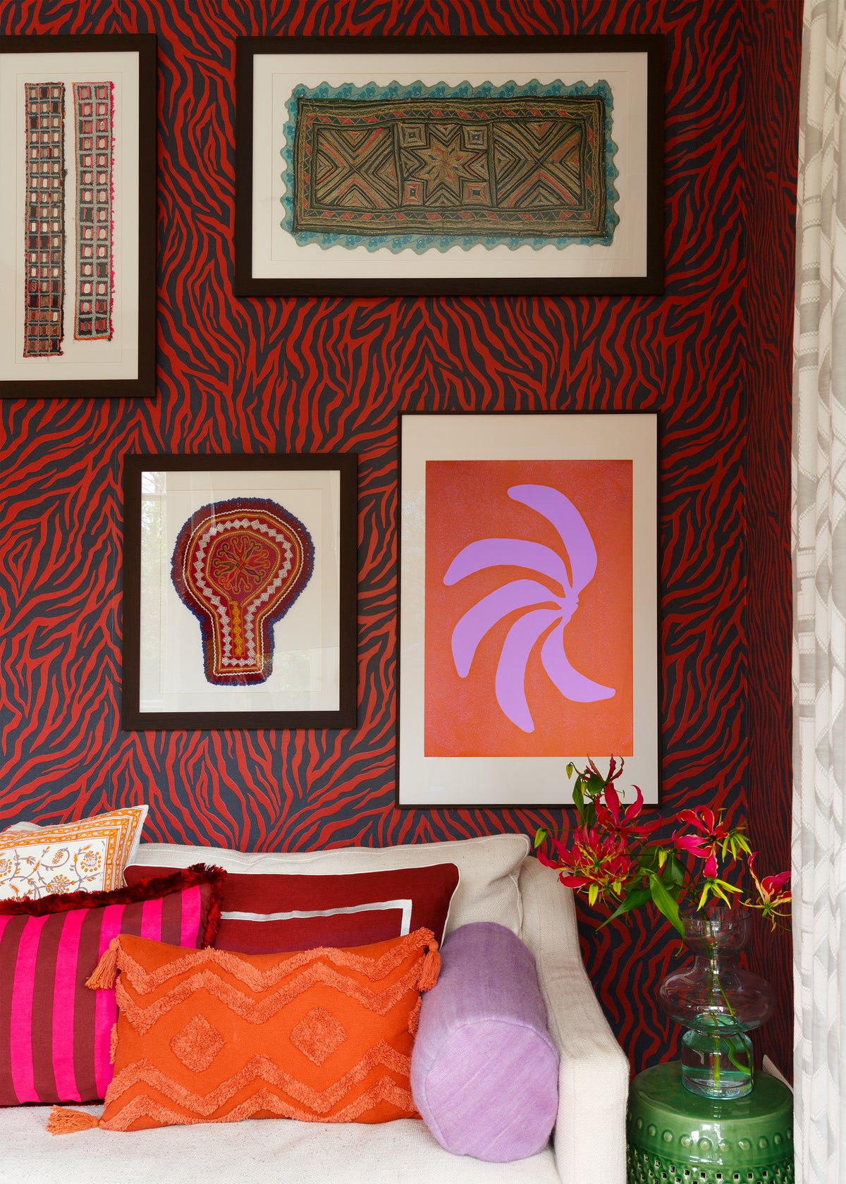 Bespoke art prints created by Marijn Vink for Matthew Williamson, featuring vibrant colours and expressive patterns for colourful interiors.