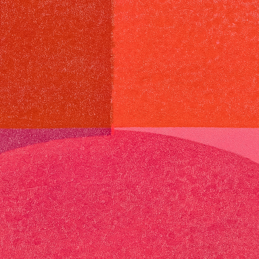 Vibrant pink and orange Energy Giver, colourful abstract wall art and statement fine art print by Marijn Vink, former co-founder of Enkel Art Studio