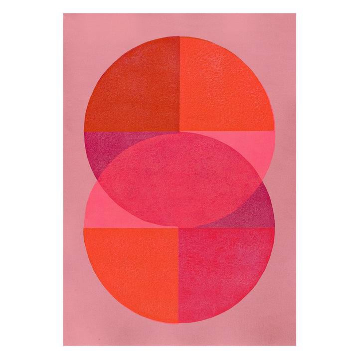 Vibrant pink and orange Energy Giver, colourful abstract wall art and statement fine art print by Marijn Vink, former co-founder of Enkel Art Studio