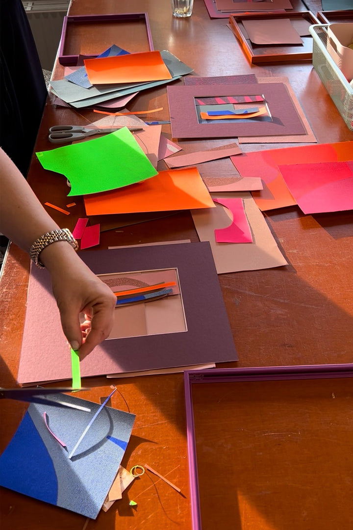 Creative workshop near Utrecht where you create your own colourful artwork with artist Marijn Vink in her studio in Zeist.