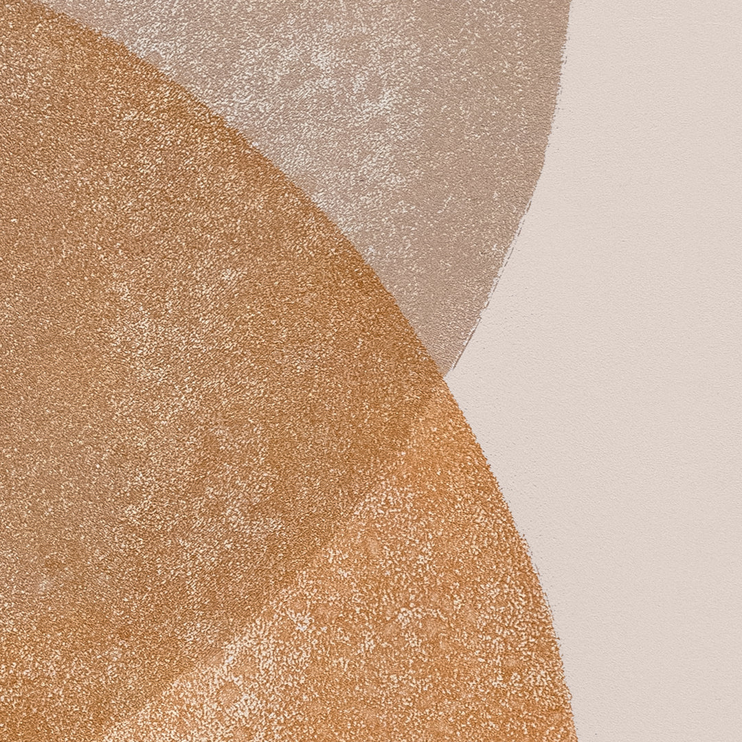 Colourful abstract art print with a golden circle by Marijn Vink