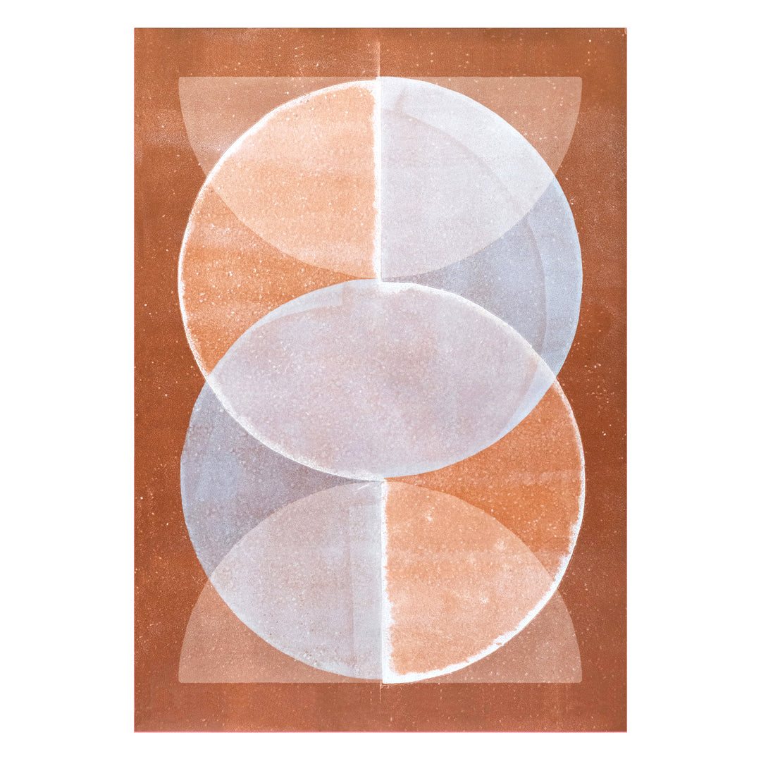 Terracotta and beige Energy Giver abstract art print by Marijn Vink in a modern colourful dopamine interior with a Togo sofa